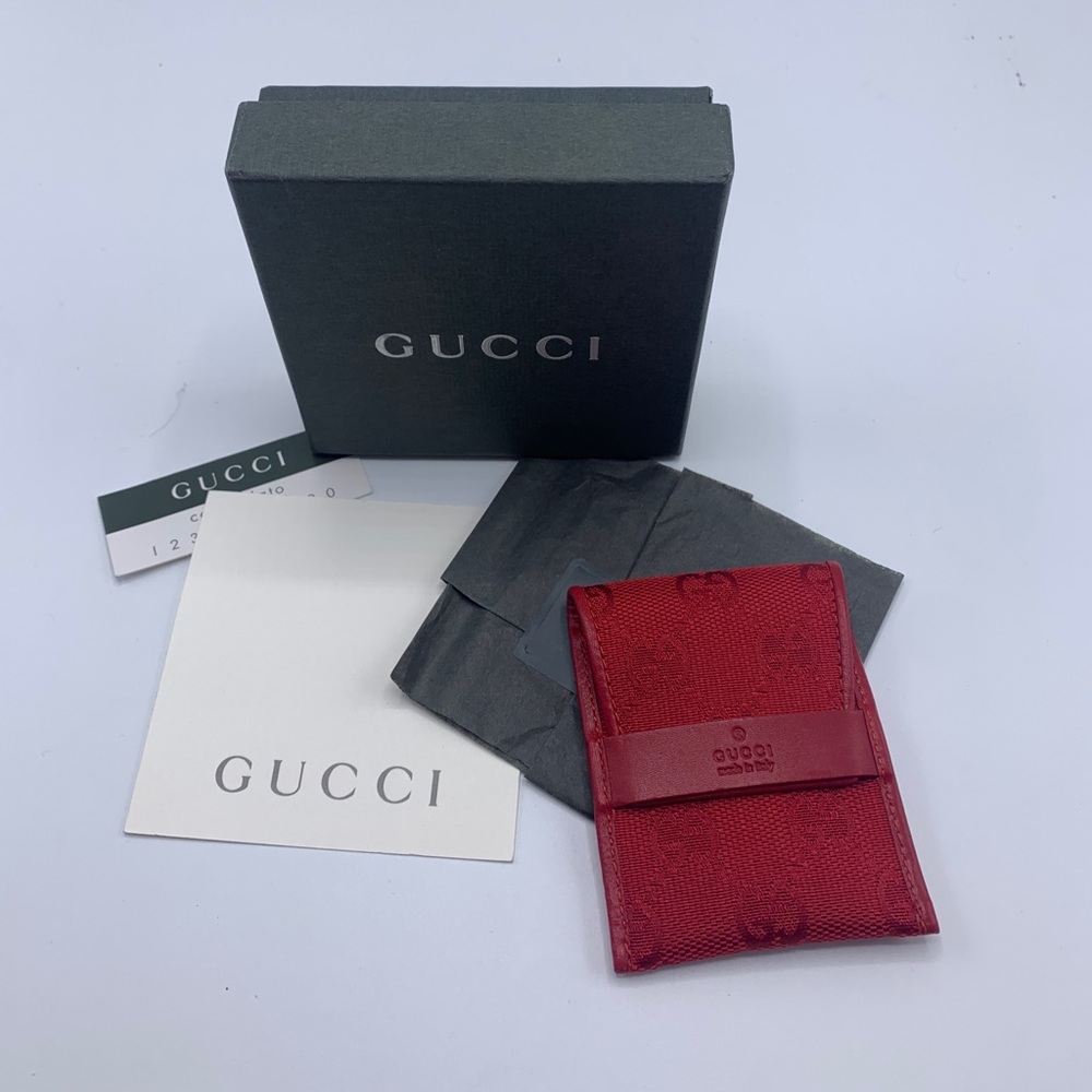Gucci Pouch Red GG Canvas and Leather